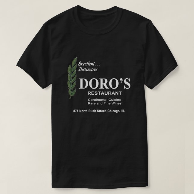 Camiseta Restaurante Doro's, Rush Street, Chicago, IL (Diseño del anverso)