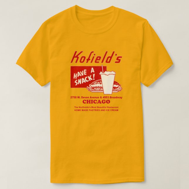 Camiseta Restaurante Kofield, Chicago (Diseño del anverso)