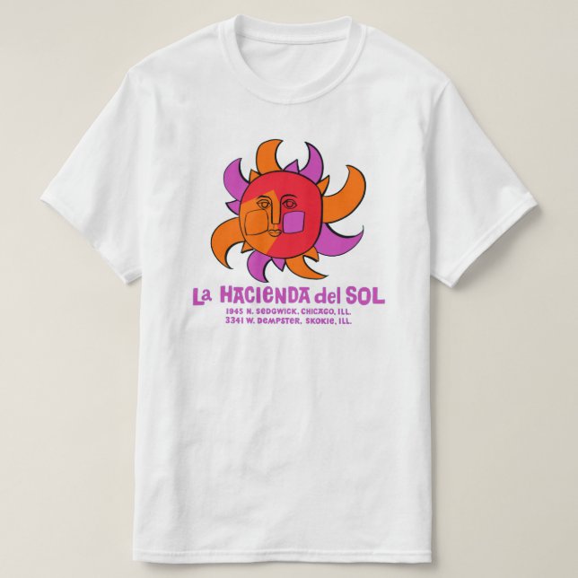Camiseta Restaurante mexicano La Hacienda del Sol, Chicago  (Diseño del anverso)