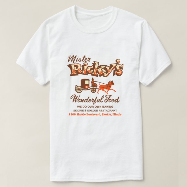 Camiseta Restaurante Mister Ricky, Skokie, Illinois (Diseño del anverso)