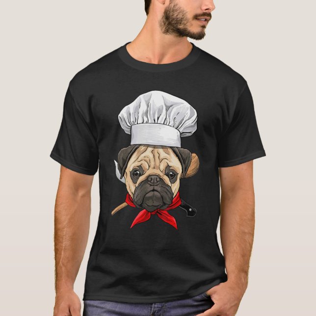 Camiseta Restaurante Pug Chef Cocina Cachorro Perro Mascota (Anverso)