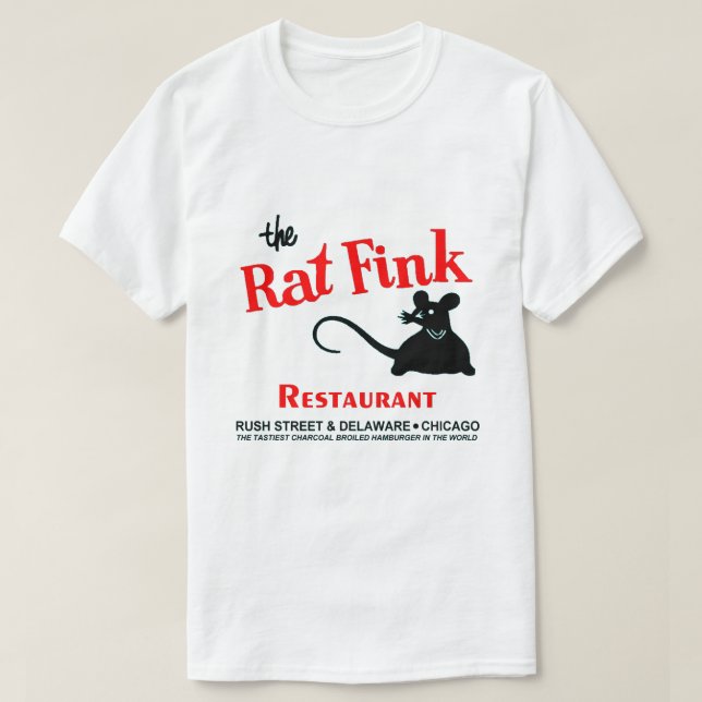 Camiseta Restaurante Rat Fink, Rush Street, Chicago, IL (Diseño del anverso)