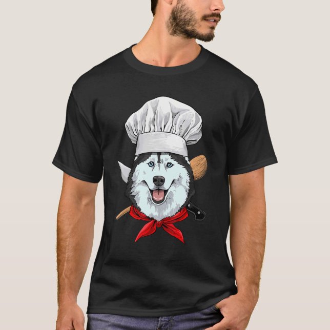 Camiseta Restaurante Siberian Husky Chef Cocinero Perro (Anverso)