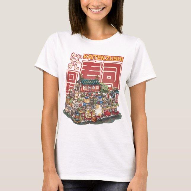 Camiseta Restaurante Steampunk Cat Sushi (Anverso)