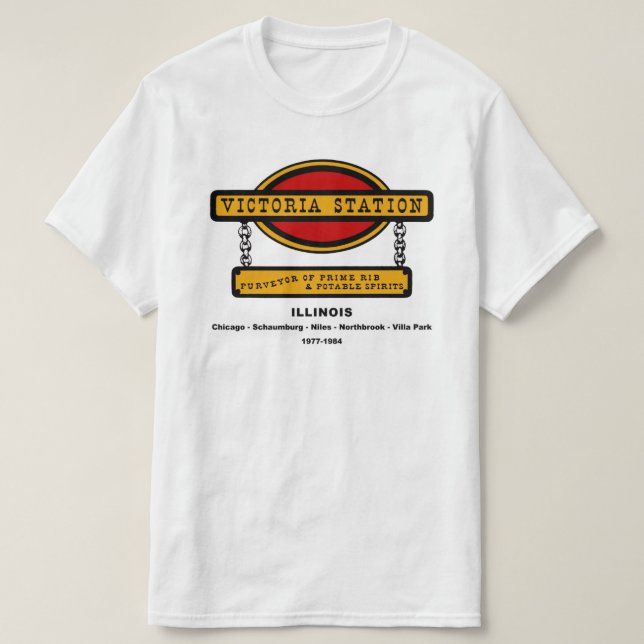 Camiseta Restaurantes de la estación Victoria de Illinois 1 (Diseño del anverso)