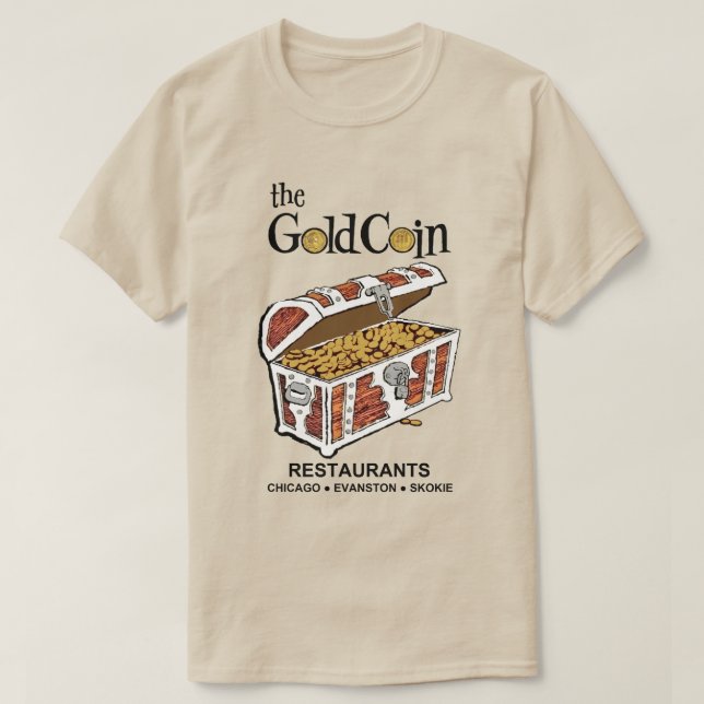Camiseta Restaurantes de monedas de oro, Chicago, Evanston, (Diseño del anverso)