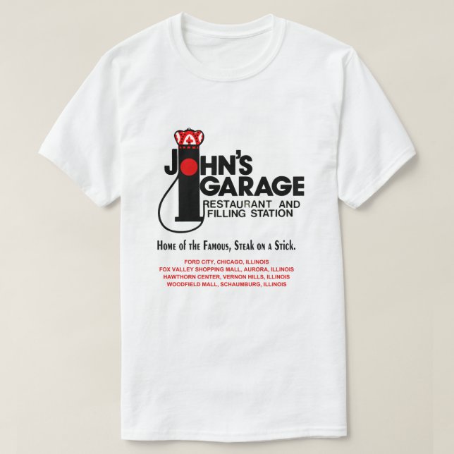 Camiseta Restaurantes del Garage de John en Illinois (Diseño del anverso)