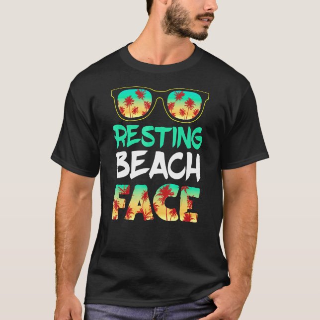 Camiseta Resting Beach Face Ocean Sungafas Palm Tree 1 (Anverso)