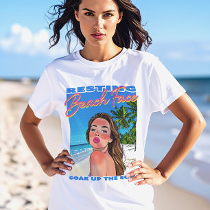 Camiseta Resting Beach Face Poster Chica Women's