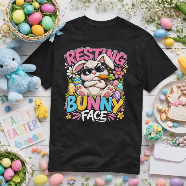 Camiseta Resting Bunny Face Funny Easter Rabbit Sunglasses  (Subido por el creador)