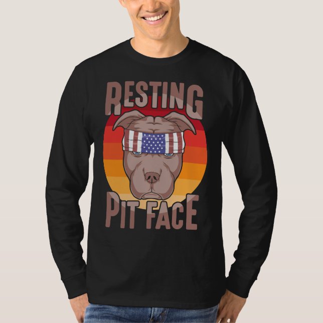 Camiseta Resting Pit Face Animal Funny Pit Bulldog Puppy (Anverso)