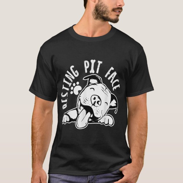 Camiseta Resting Pit Face Funny Dog, Pitbull Meme Clothing (Anverso)