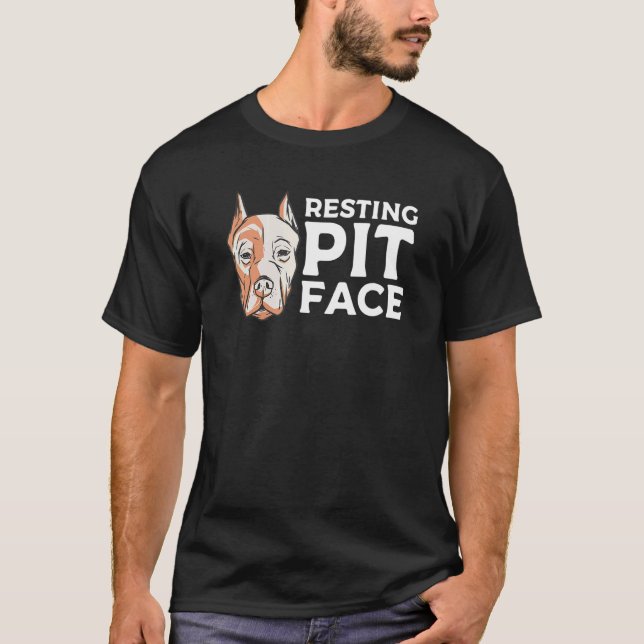 Camiseta Resting Pit Face Pitbull Animal Dog (Anverso)