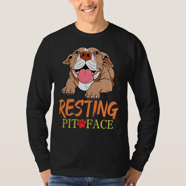 Camiseta Resting Pit Face Pitbull Pit Bull Terrier Product (Anverso)