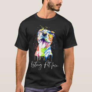 Camiseta Resting Pit Face Pitbull Watercolor Perro Amantes 