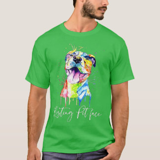 Camiseta Resting Pit Face Pitbull Watercolor Perro Amantes