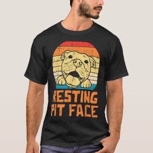 Camiseta Resting Pit Face Retro Pitbull Pitty Dog Lover