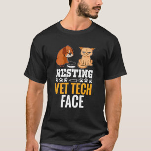 Camiseta Resting Vet Tech Face Veterinaria Mascota