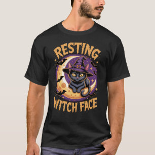 Camiseta Resting Witch Face Black Cat Halloween Cat Lover