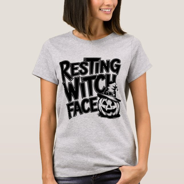 Camiseta Resting Witch face divertida Halloween (Anverso)