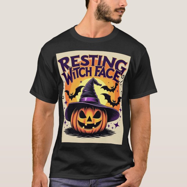 Camiseta Resting Witch Face - Funny Halloween Pumpkin (Anverso)