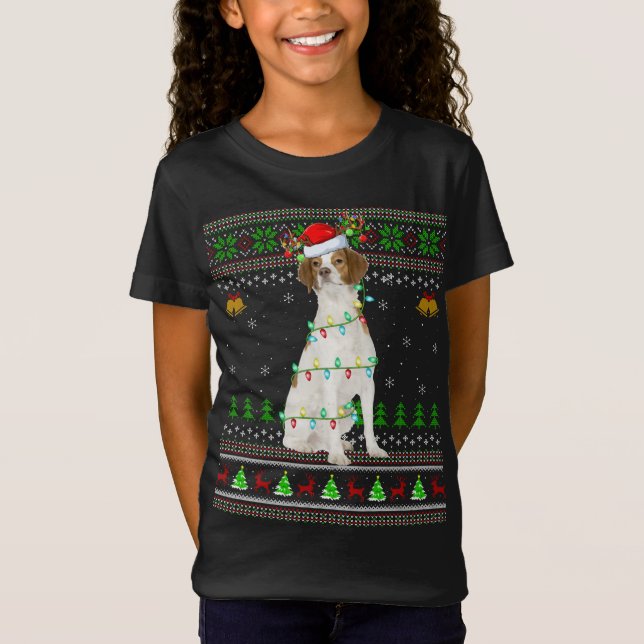Camiseta Resto de Navidad Santa Hat Bretaña Perro español f (Anverso)