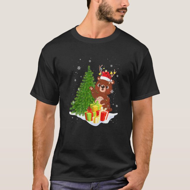 Camiseta Resto Del oso Vestido Santa Noel Bailando Con Niev (Anverso)