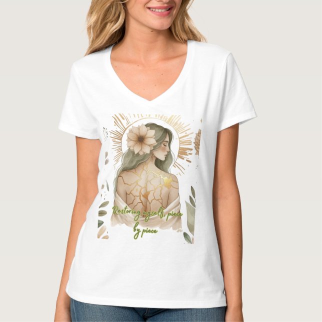 Camiseta Restoring Myself with Love – Kintsugi Art (Anverso)