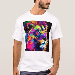 Camiseta Resumen 3d Retrato de León Arte Digital