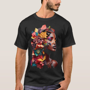 Camiseta Resumen Afro Melanin Afro Melanin Origami Queen Fl
