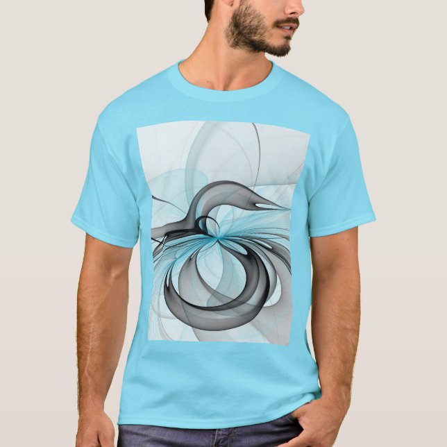 Camiseta Resumen Antracita Gris Azul azul arte fractal mode (Anverso)