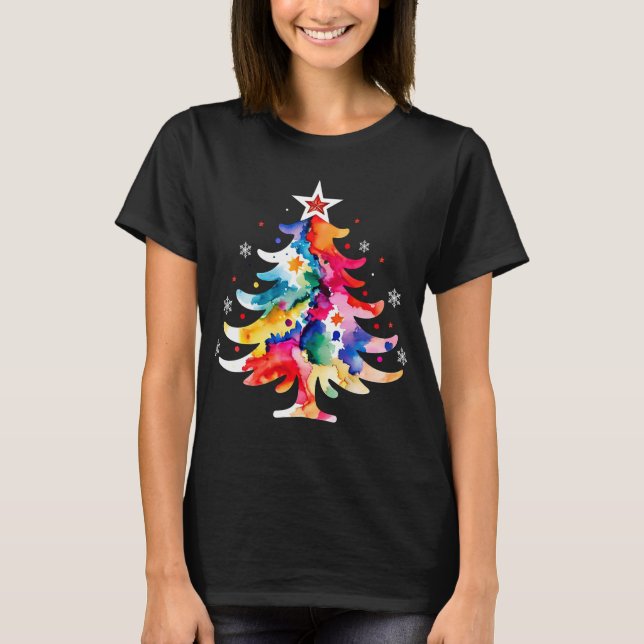Camiseta Resumen artístico Navidad Árbol vacaciones camiset (Anverso)