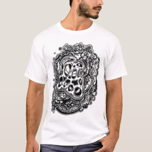 Camiseta Resumen blanco y negro trippy de la mezcla de ment