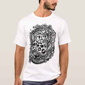 Camiseta Resumen blanco y negro trippy de la mezcla de ment