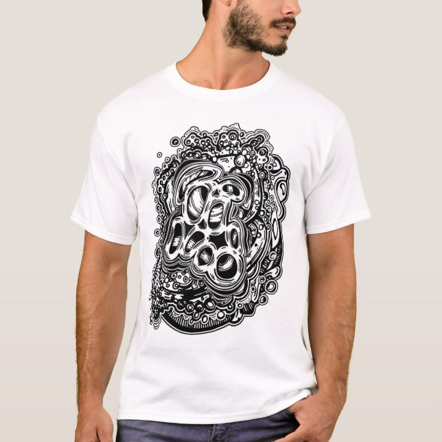 Camiseta Resumen blanco y negro trippy de la mezcla de ment (Anverso)