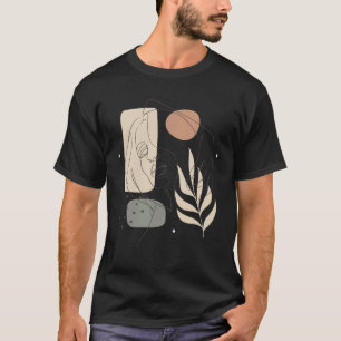 Camiseta Resumen Boho Minimalista Línea de Cara Femenina Dr