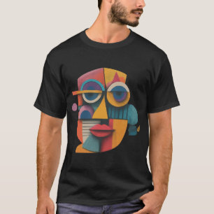 Camiseta Resumen Cara Colorida Artesanía Divertido capricho