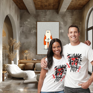 Camiseta Resumen Cara urbana - Audaz Arte callejero rojo y