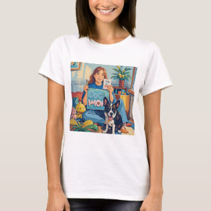 Camiseta Resumen Cartoon perro mamá cachorro