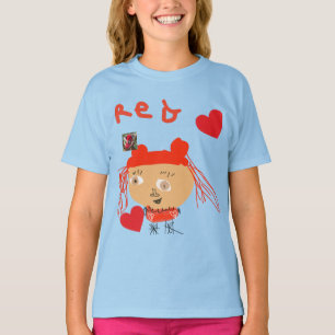 Camiseta Resumen Chica rojo con corazones en niños azules