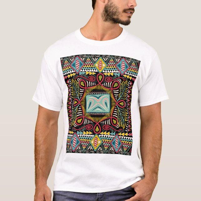 Camiseta Resumen colorido: diseño de bolsillo cuadrado. (Anverso)