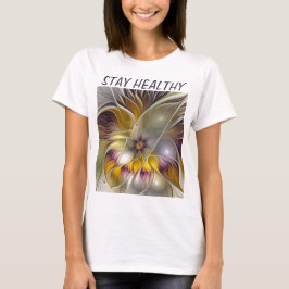 Camiseta Resumen Colorido Fantasía Flor Fractal Texto propi