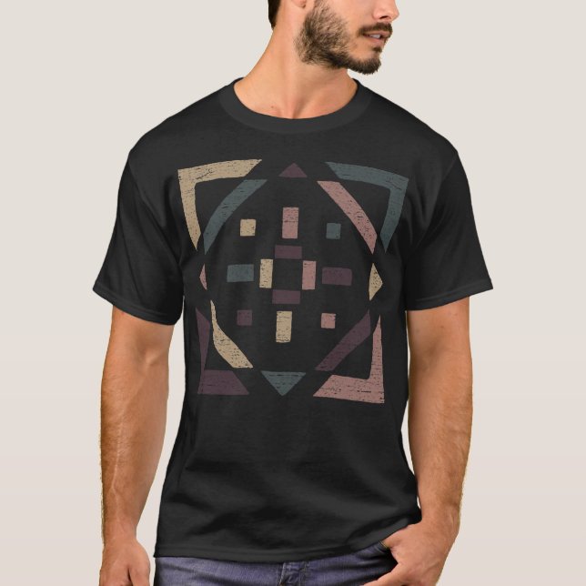 Camiseta Resumen con tonos de la Tierra - Geometría alterad (Anverso)