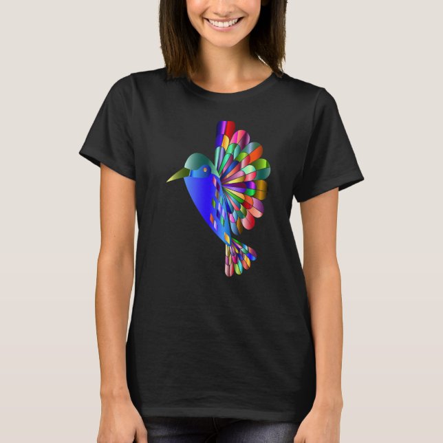 Camiseta Resumen cromático Hummingbird Watercolor pájaro ar (Anverso)