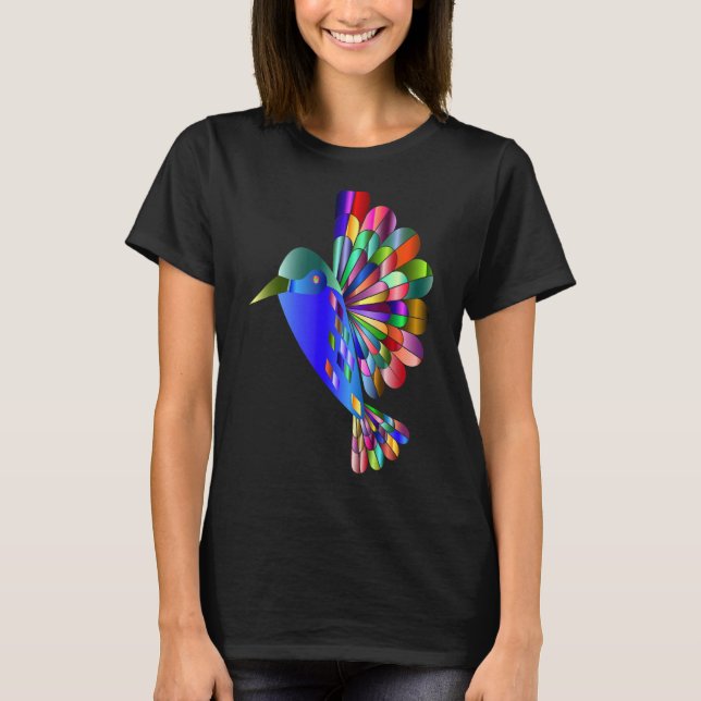 Camiseta Resumen cromático Hummingbird Watercolor pájaro ar (Anverso)