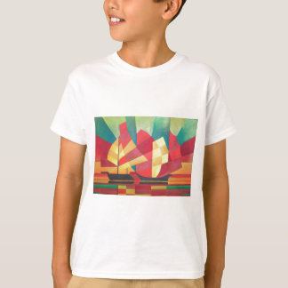 Camiseta Resumen cubista de velas y cielos oceánicos
