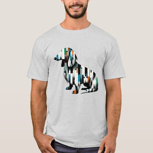 Camiseta Resumen Dachshund Mosaic - Tee de arte geométrico (Anverso)