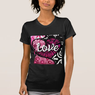 Camiseta Resumen de amor Corazón Pink Floral Polka Dots Bla