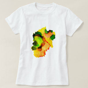 Camiseta Resumen de arte alcohol tinta amarillo verde