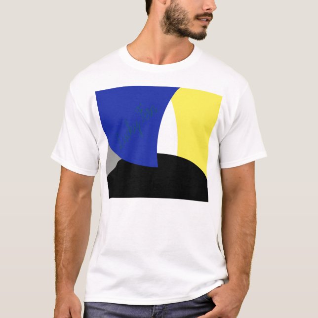 Camiseta Resumen de arte amarillo azul (Anverso)
